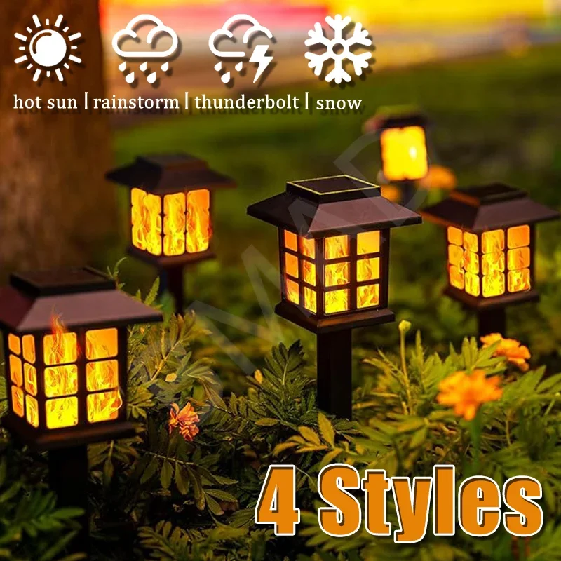 Solar Garden Flame Lights Outdoor Waterproof Landscape for Yard Patio Walkway Driveway Decor Solar Lawn Lamp Lighting