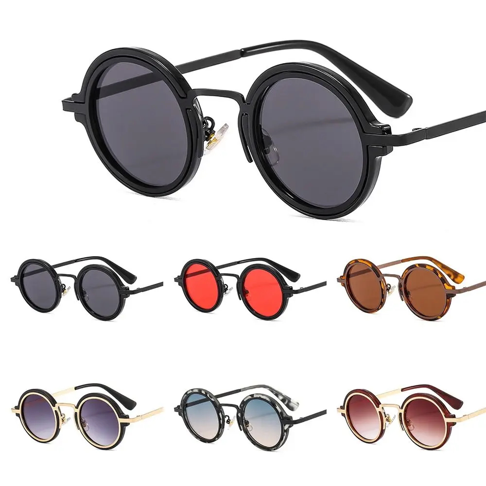 

Round Frame Punk Style Sunglasses Hip-Hop UV Protection Metal Frame Shades Metal and PC Hybrid Frame Sun Glasses for Women & Men