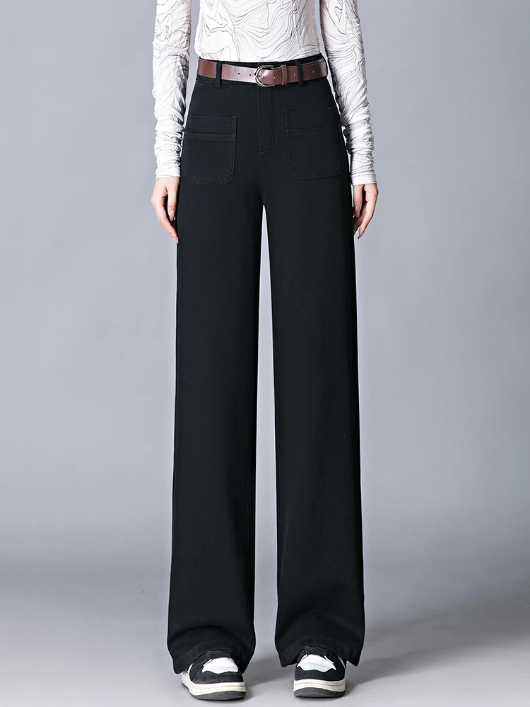 

High Waist Wide Leg Jeans Women's Spring Autumn Casual Straight Cut Loose Hanging Pants Korean Style Commute Fashion