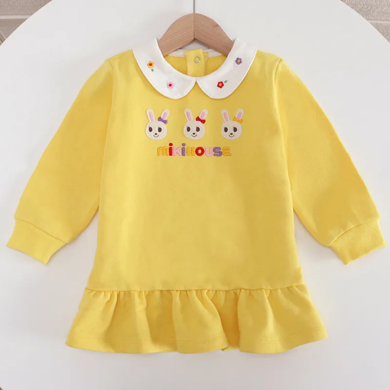 Autumn Girl Cartoon Rabbit Long Sleeved Sweatshirts  Skirt Kids Clothes Girls  Dresses  Baby Sweatshirt  Cute Hoodies Roupa