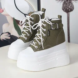 13cm Genuine Leather Vulcanize Chunky Sneaker High Brand Comfy Spring Autumn Summer Platform Vulcanize Women Shoes
