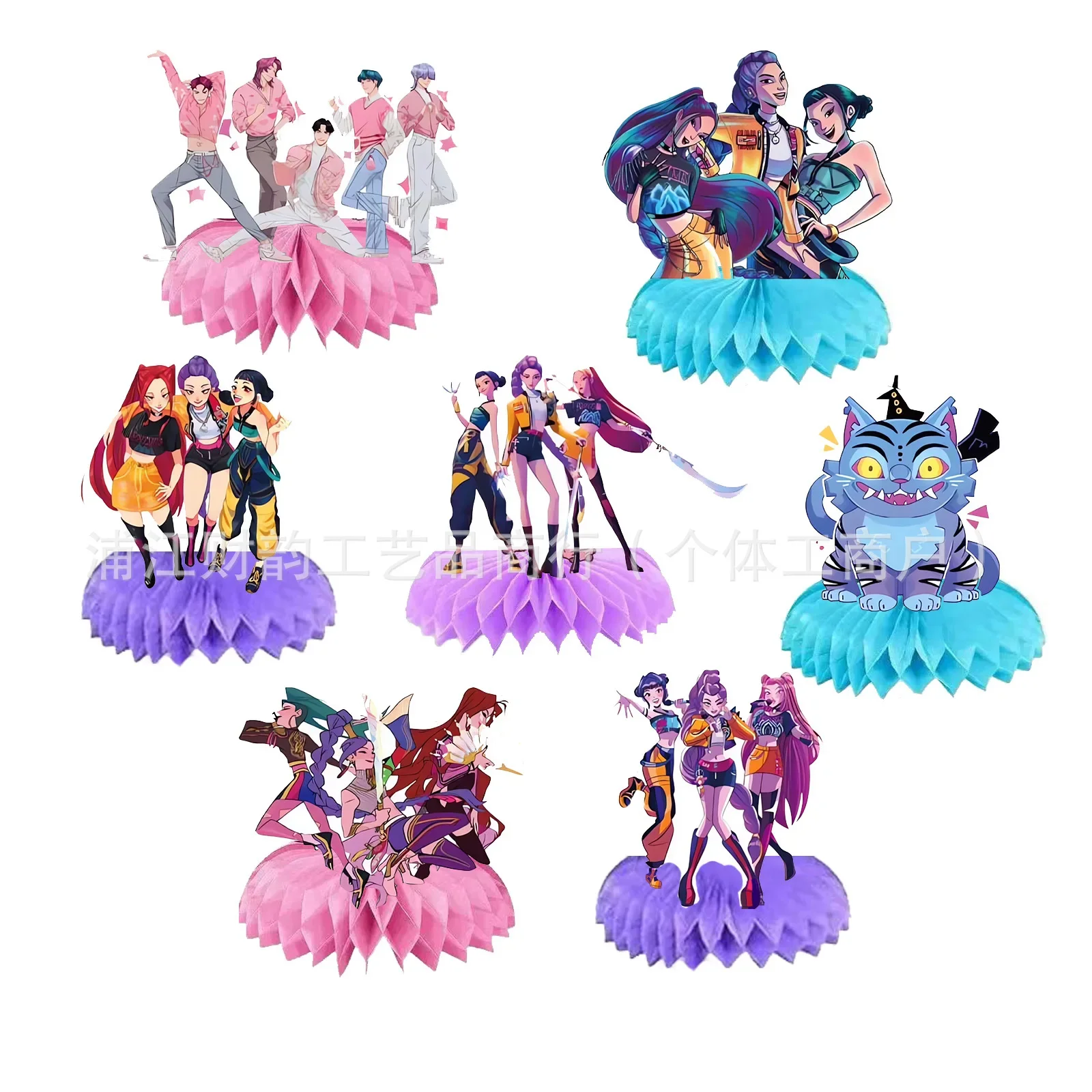 Demon Hunter Anime Figuren Decoraties Kinderverjaardagsfeestje Honingraat Ornamenten Desktop Decoratie Props Gift