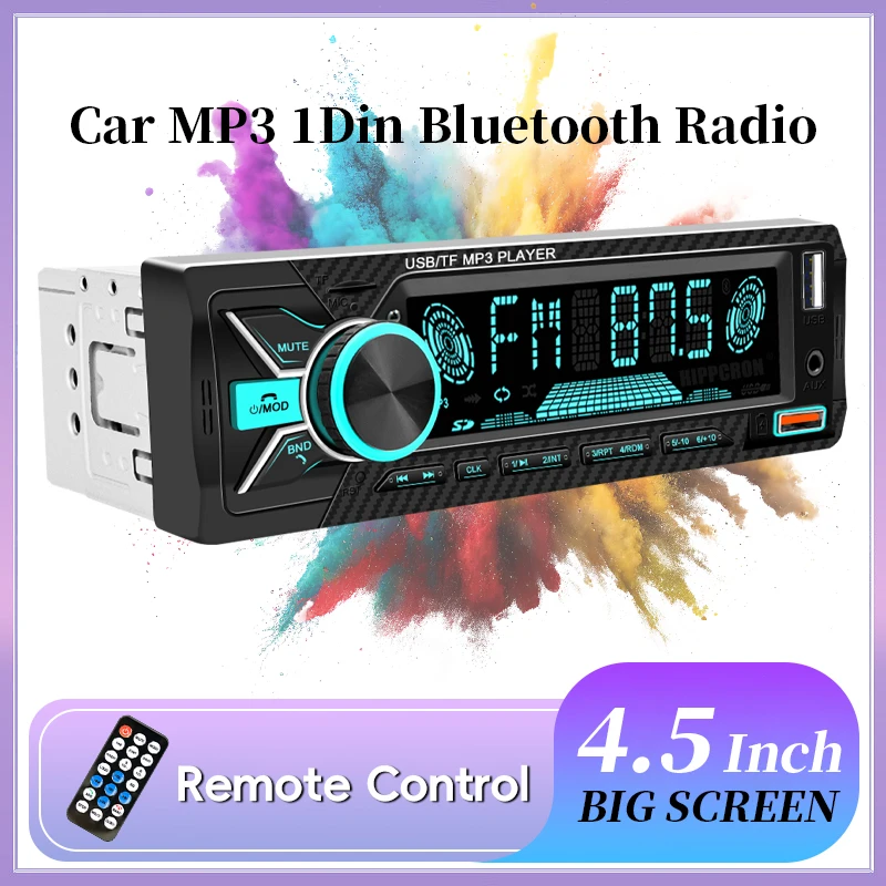 

Hippcron Car Radio Audio 1 Din Bluetooth Stereo Calling MP3 Player FM Receiver With AUX/USB/TF Card In Dash Kit
