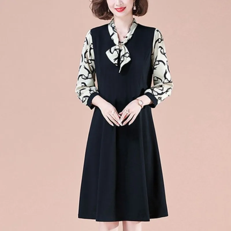 المرأة ربيع الخريف المألوف أنيقة الخامس الرقبة طويلة الأكمام البلوز طباعة الترفيه والنمط الغربي تنوعا ركاب اللباس