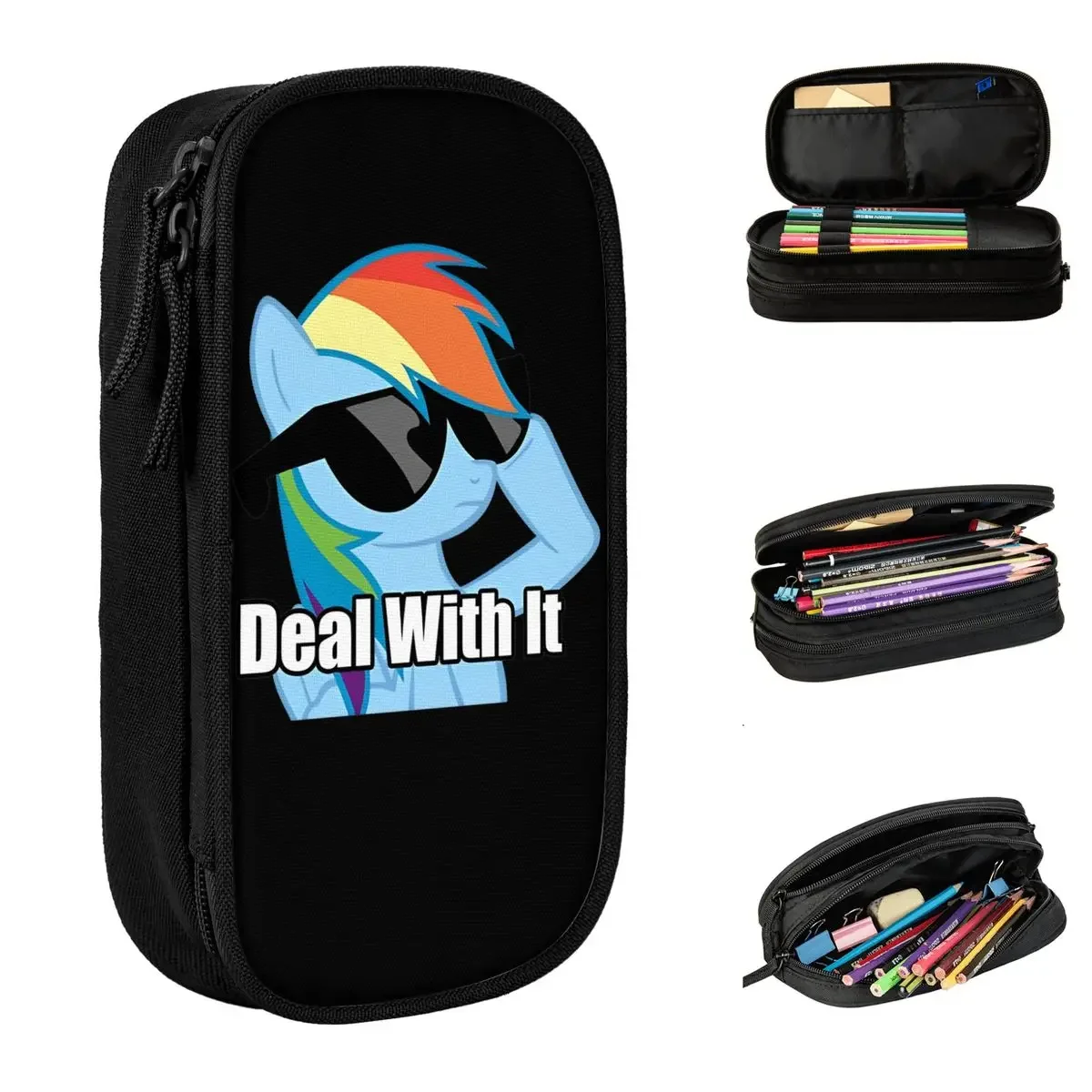 

Rainbow Dash Pencil Cases Classic Ponies friendship is magic Pen Box Bags Kids Large Storage School Supplies Gifts Pencil Box