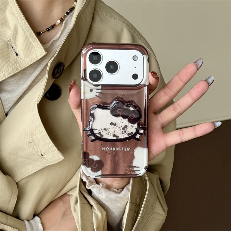 

Cute Cartoon Hellokitty Phone Case For iPhone 17 Pro 16 14 15 Pro Max Back Cover with Shaking Stand Holder Kawaii Protective Cas