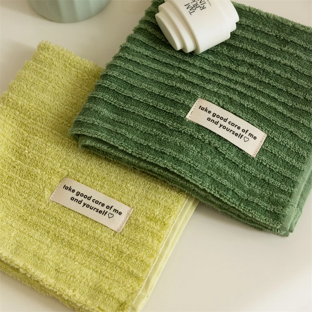 Plant Green Yellow 3D Stripes Cotton Towels Refreshing Summer Breathable Absorbent Towel  Face towel Beach Bathroom Bath Towel