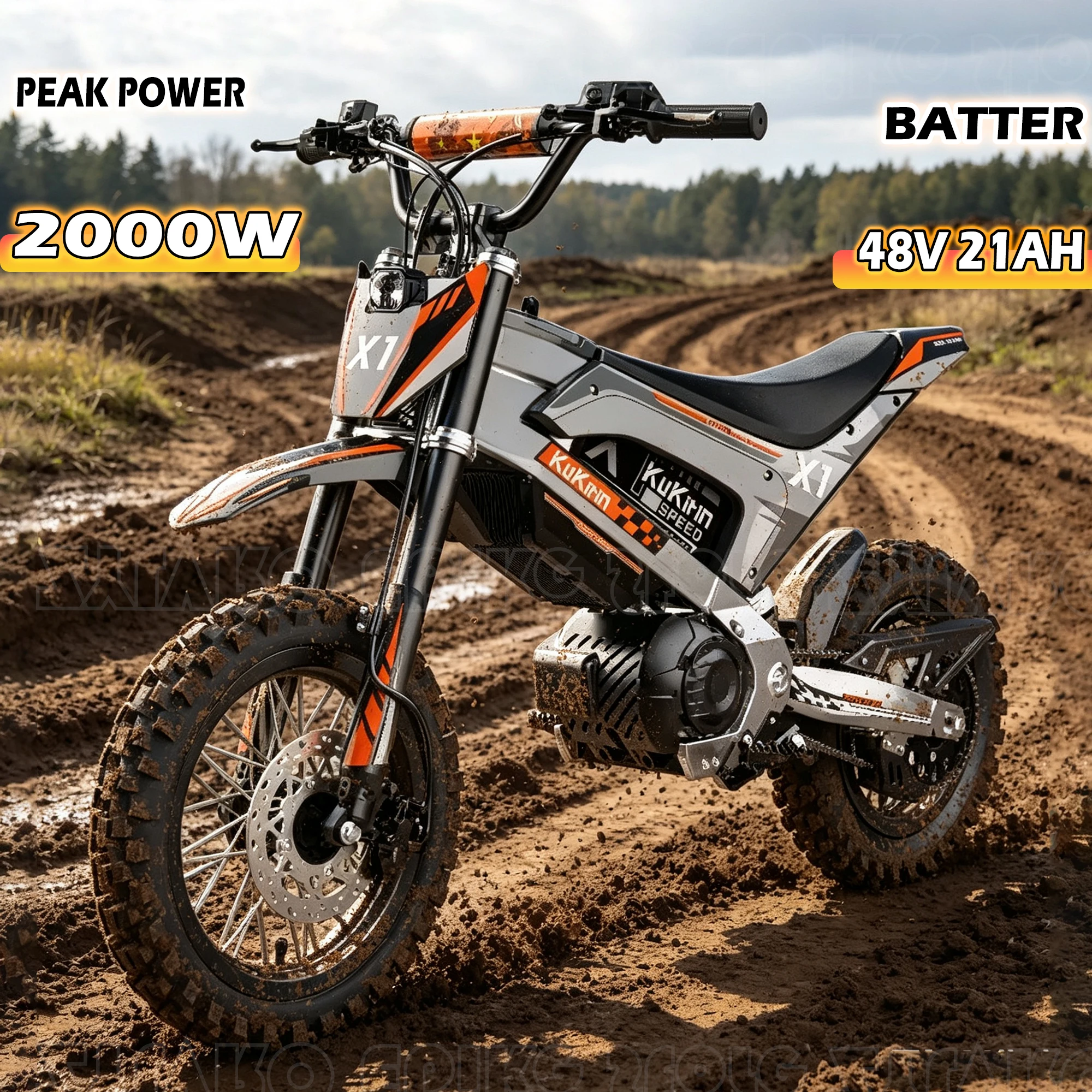 2026 NEU KuKirin X1 Das erste elektrische Offroad-Motorrad 2000W Mittelmotor 48V 21AH Batterie Hydraulische und elektronische Bremse