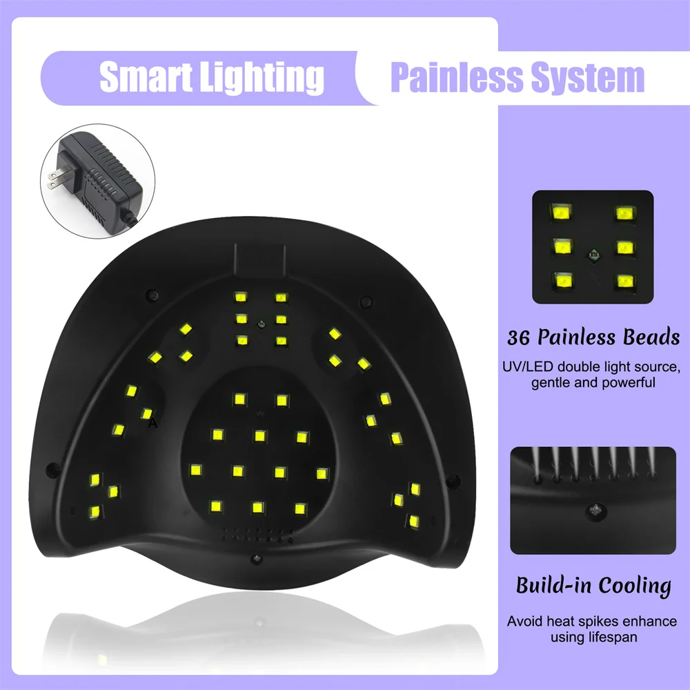 Professional Nail Drying Lamp for Manicure 168W Nails Gel Polish Drying Machine with Auto Sensor UV LED Nail Lamp&handle