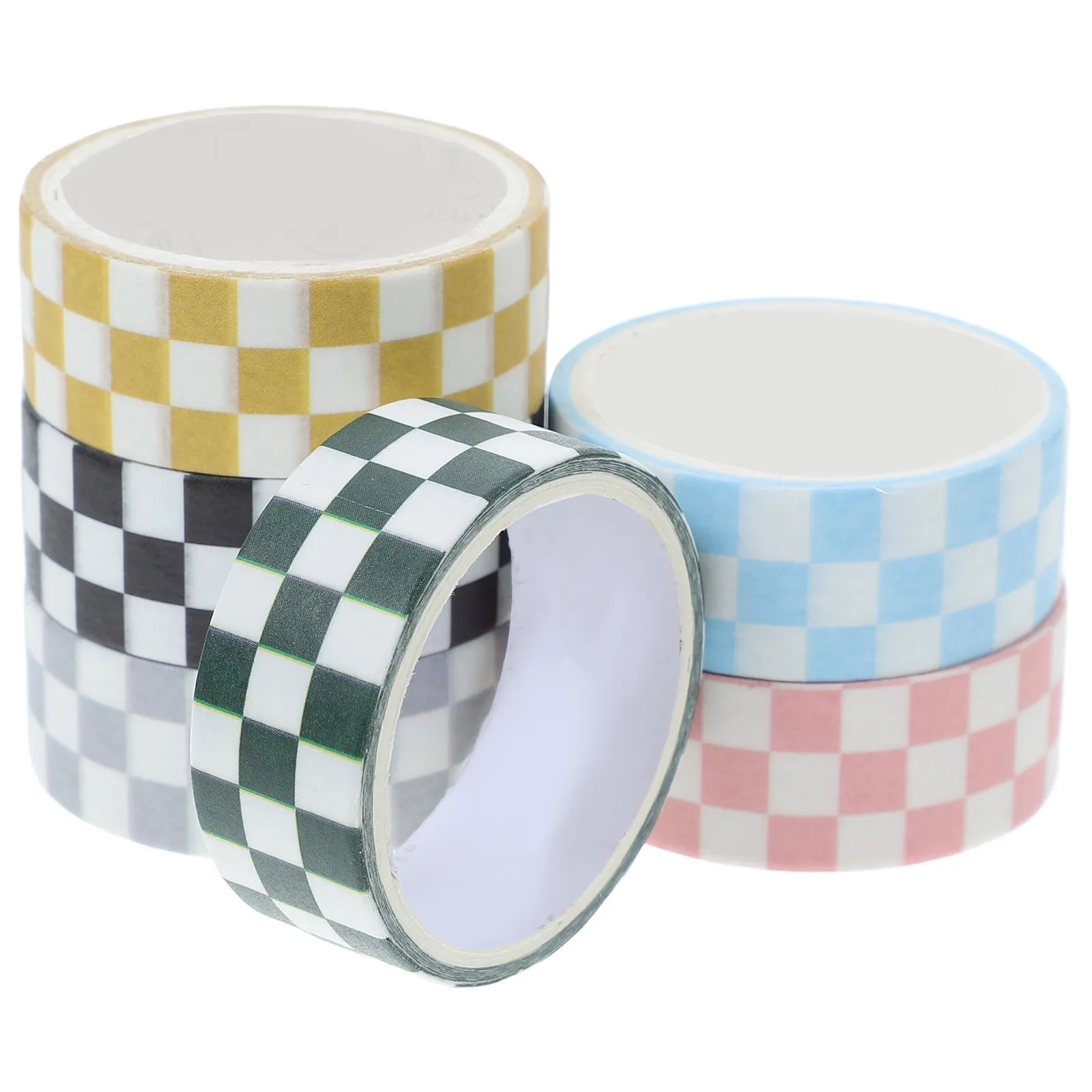 6 Rolls Washi Tape Decorative Grid Pattern for Scrapbooking Journaling DIY Planner Craft Tape Checkered Bulletin Board Border