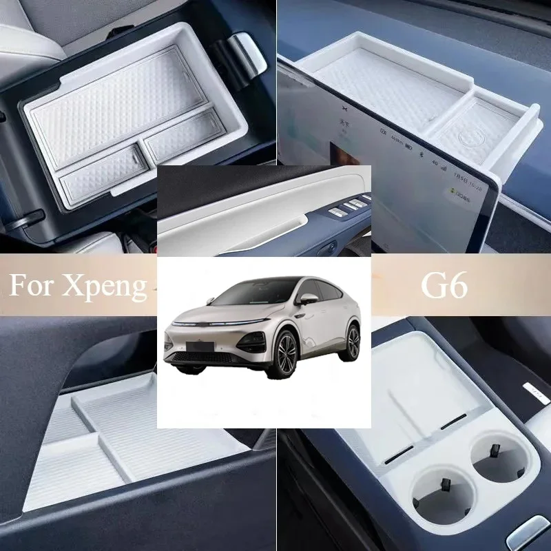 

Armrest Boxs Storage Box For Xpeng G6 Central Armrest Storage Box Content Center Console Car door box white Interior Accessories