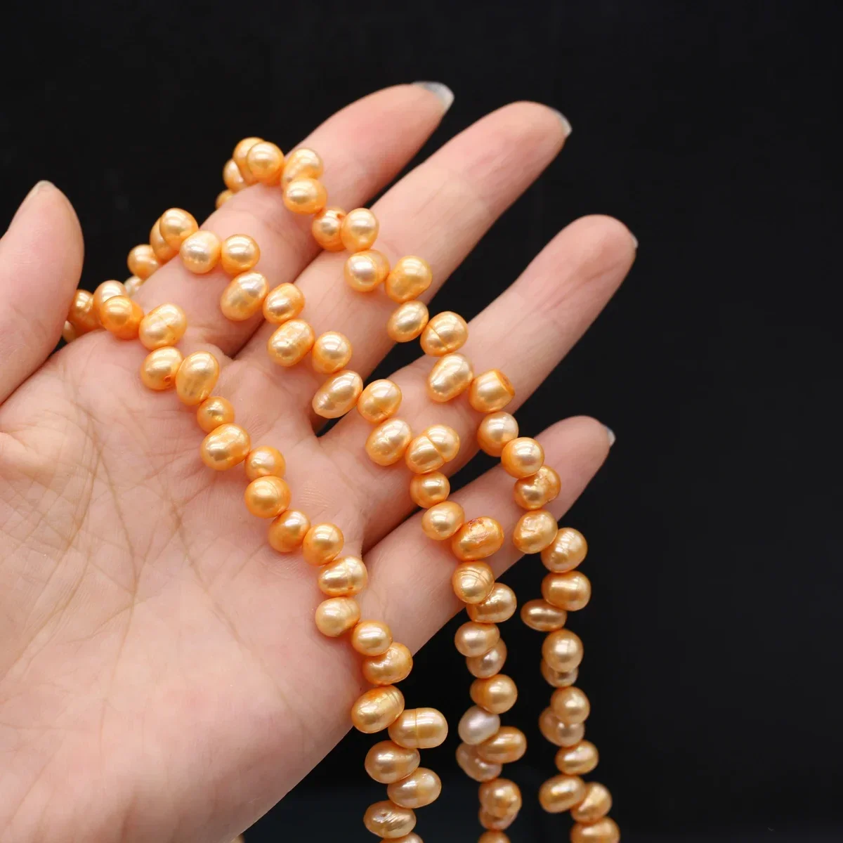 

3*7 Hole Pearl Natural Freshwater Pearl Irregular Yellow Pearl 6-8mm For Jewelry Making DIY Bracelet Earrings Necklace Accessory