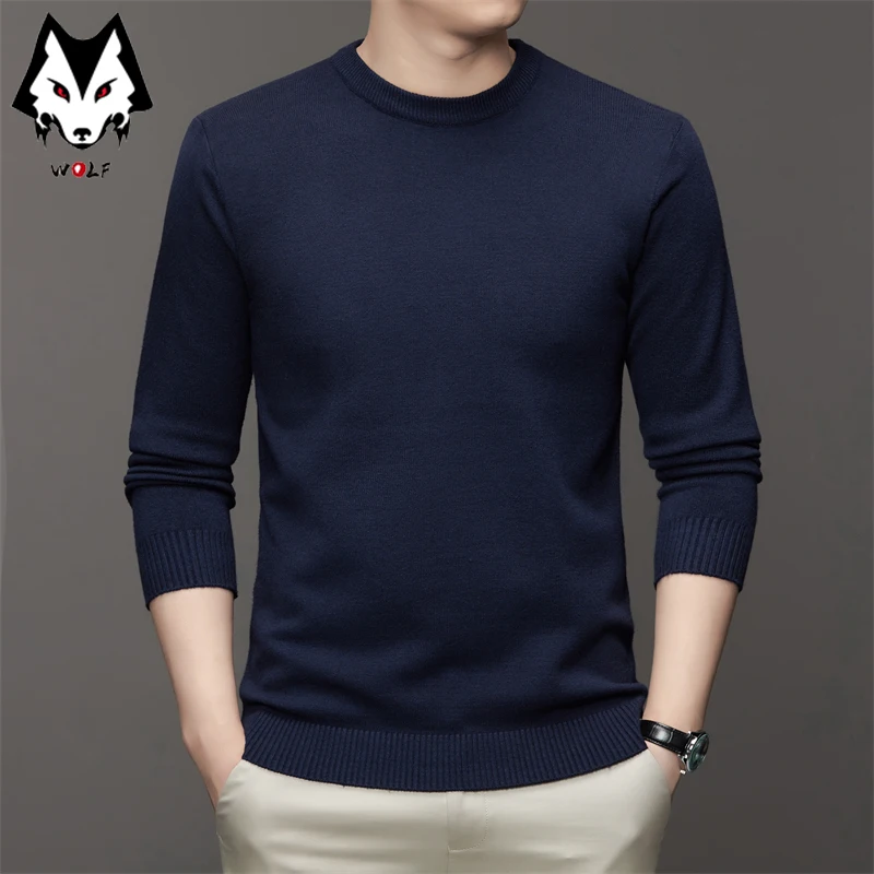 7 Colour Men's Round Neck Long Sleeved Solid Color Sweater Soft Warm and Comfortable Top with a Base