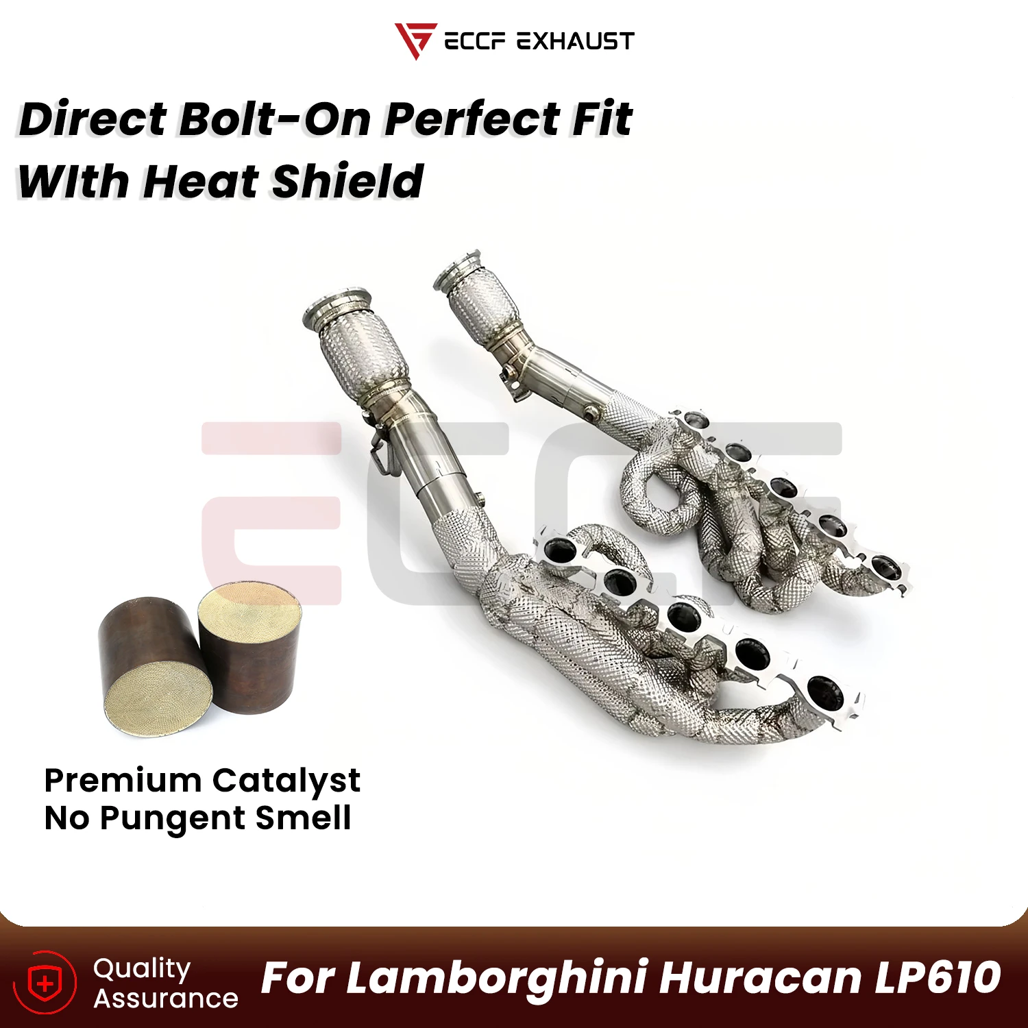 

ECCF Sporty Stainless Steel Headers With Heat Shield For Lamborghini Huracan LP610 Plug and Play Aggressive Exhaust Sound