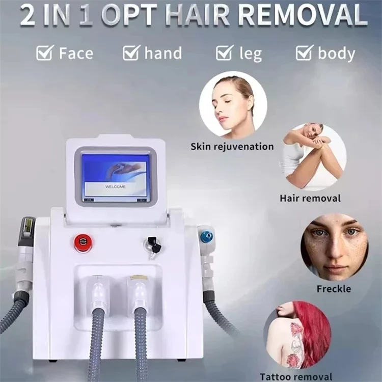 

2 in 1 Multifunctional Tarbon Tattoo Removal E-LIGHT IPL Nd Yag OPT Laser Hair Removal Painless Skin Rejuvenation Machine CE