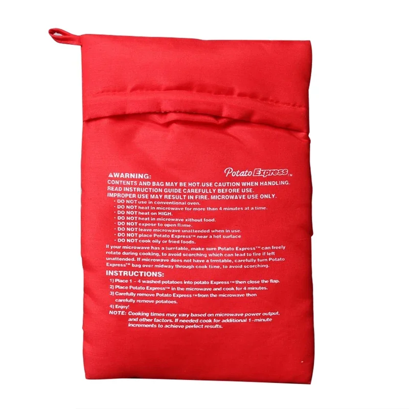 1pc 19*25cm (Unpackaged) Kitchen Supplies Microwave Potato Bag, Baked Potato Bag Red Pouch Cooking in Just 4 Minutes Cooker Bag