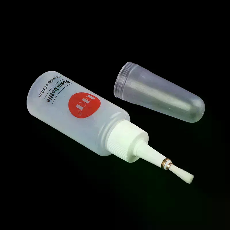 50ml Plastic Clear Alcohol Rosin Solder Flux Paste Bottle Dropper With Brush