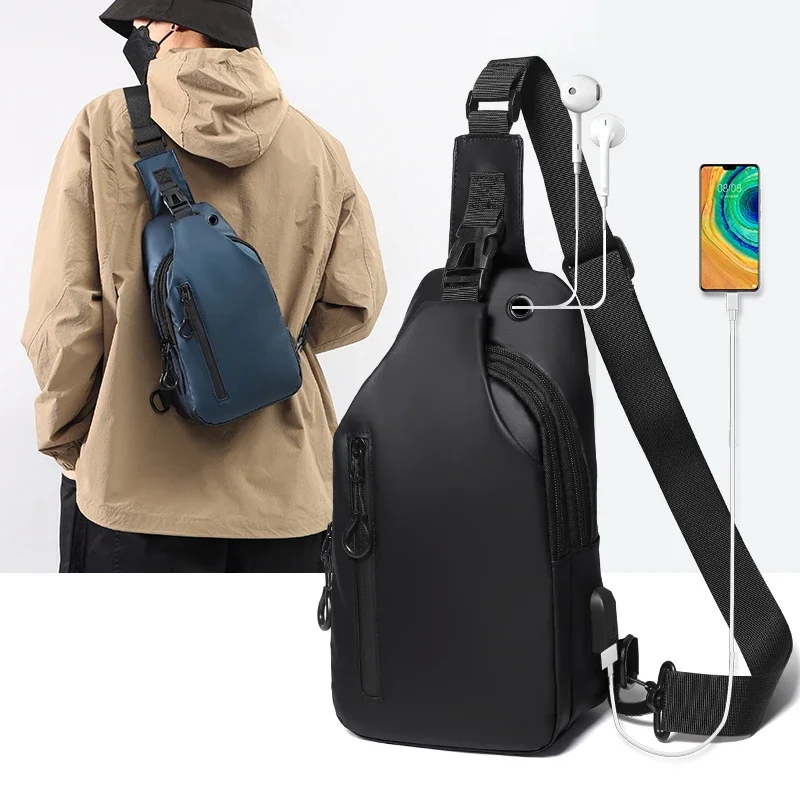 

Men's Large Capacity USB Charging Chest Bag Lightweight Fashion Waterproof Business Casual Sling Bag for Male