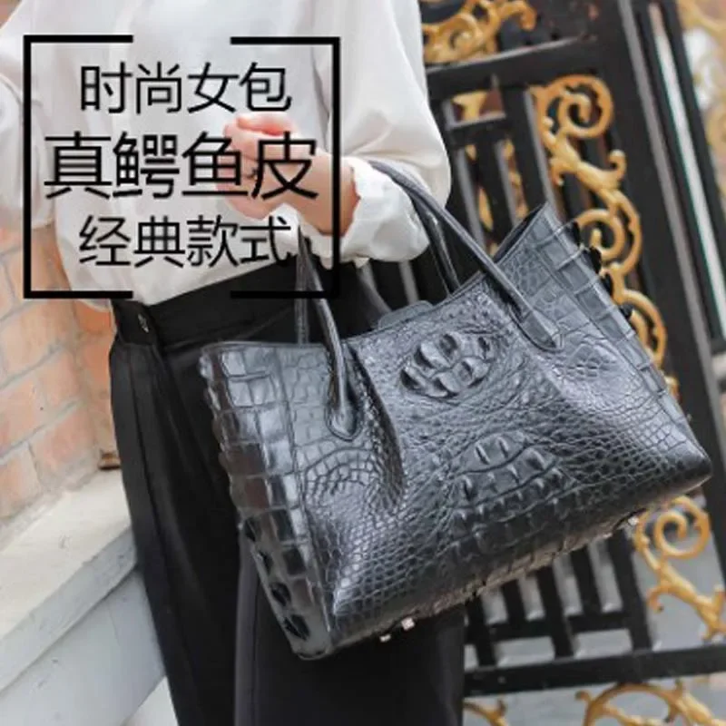 ourui  crocodile  women handbag   crocodile  Mother package  black new arrival women bag