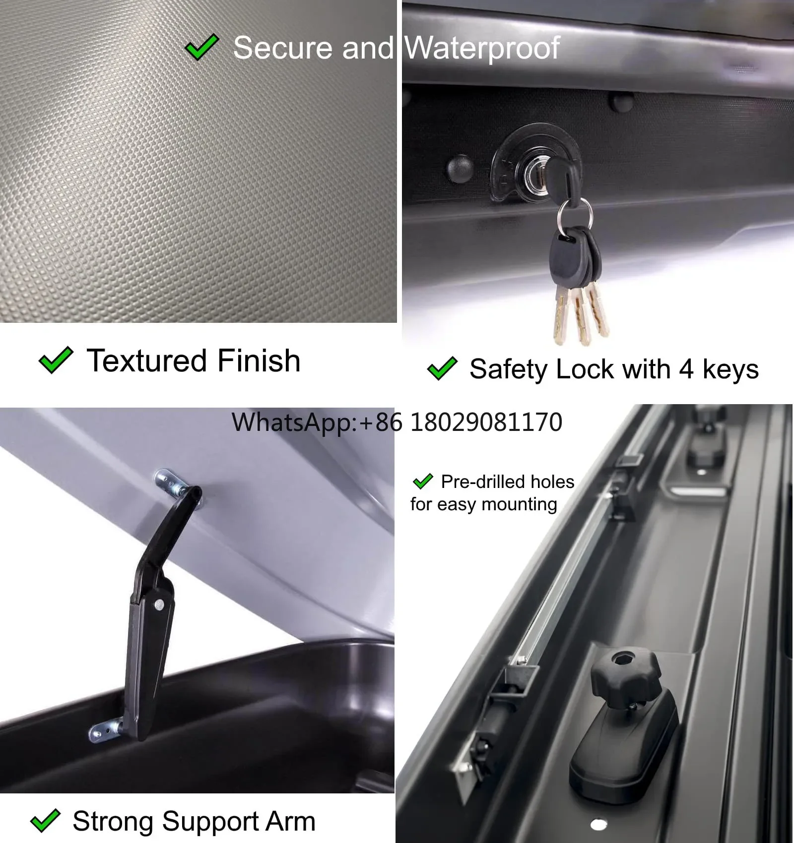 High Quality Large Capacity ABS Waterproof Rooftop Cargo Box Black 600L 700L Car Roof Top Boxes