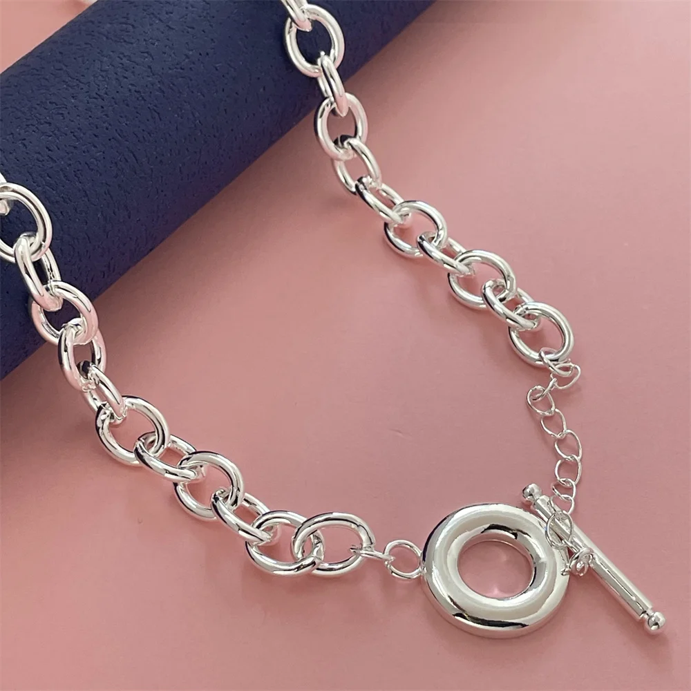 Fashion silver color TO necklace thick chain basic chain hot sale men and women fashion jewelry wedding engagement gift