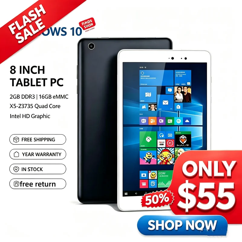 8 INCH 2GB RAM 32GB ROM T10 U1 Windows 10 Tablet PC Q1 Build in 4000mAh Battery Big Sale Quad Core Dual Camera