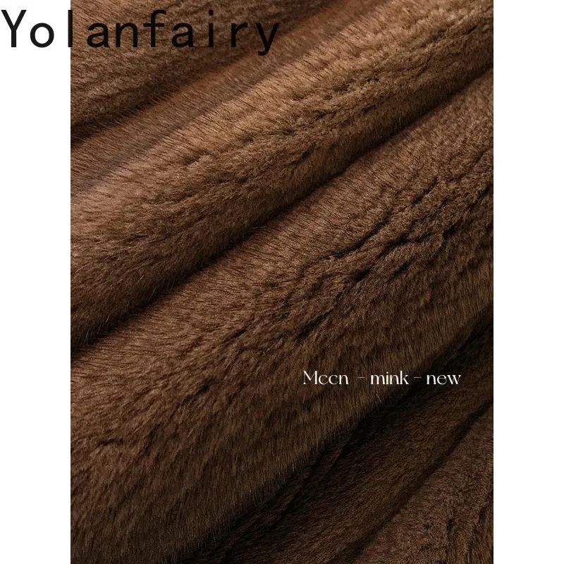 YOLANFAIRY Whole Mink Fur Vest Woman Luxury Furry Waistcoat Velvet Mink Real Fur Vest Crop Top Sleeveless Jacket Coat Winter