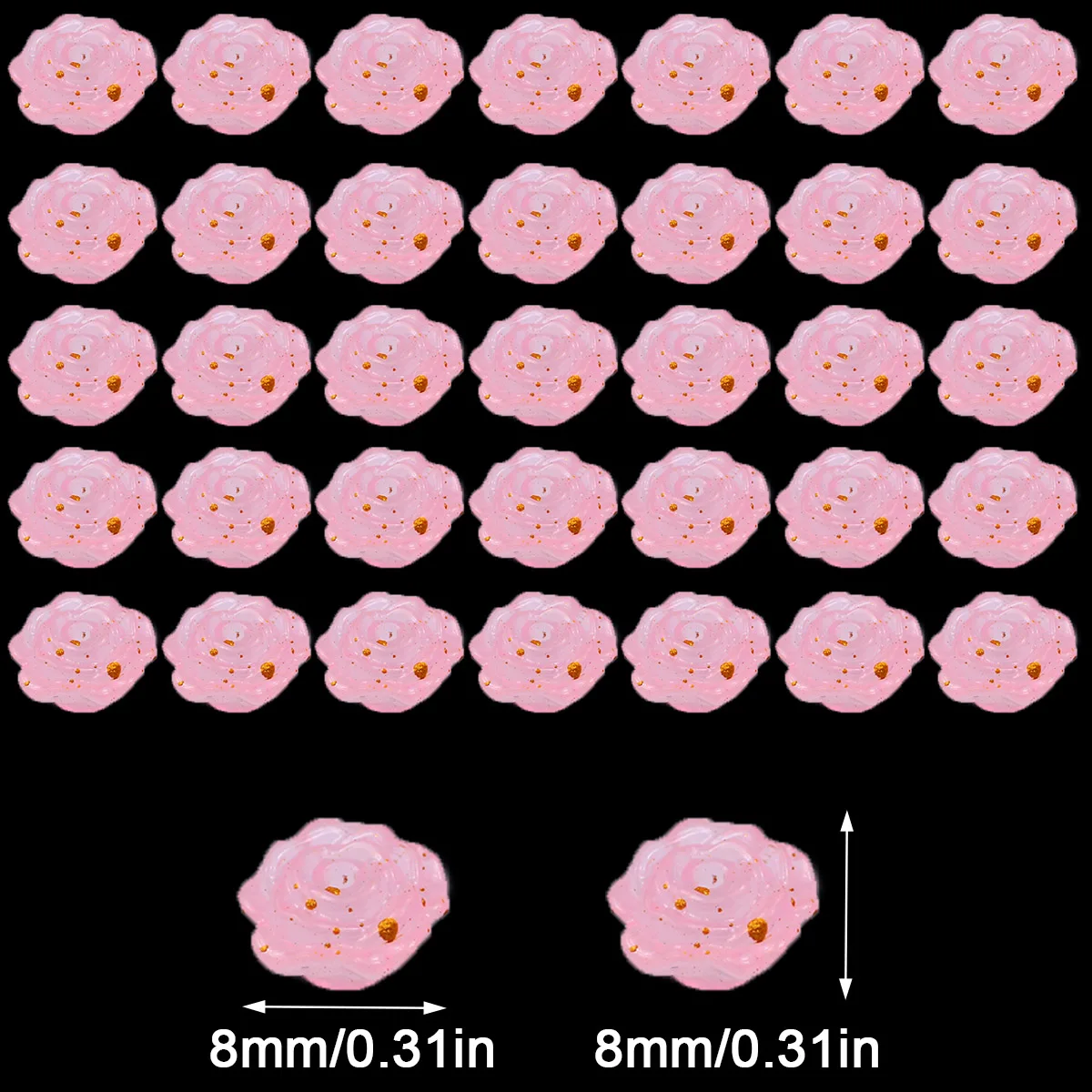 Rose Acrylic Bicolor Flower Bead Sprinkled Golden Glass Spacer Loose Beads 8mm For Jewelry Making Bracelet DIY Earring Accessori