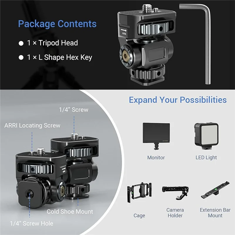 

IDUD Зажим для камеры DSLR Регулируемое крепление для монитора с холодным башмаком 1/4 Винт для монитора камеры Вспышка Микрофон Кронштейн для горячего башмака