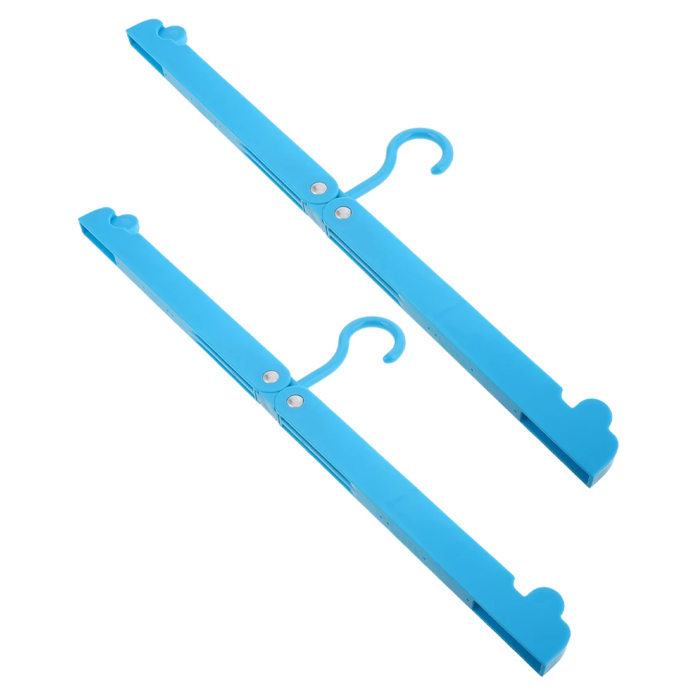 

2pcs Foldable Hangers for RV Lightweight Blue Plastic Space Saving Wardrobe Clothes Multi Function Folding Clothes Hanger Dryer