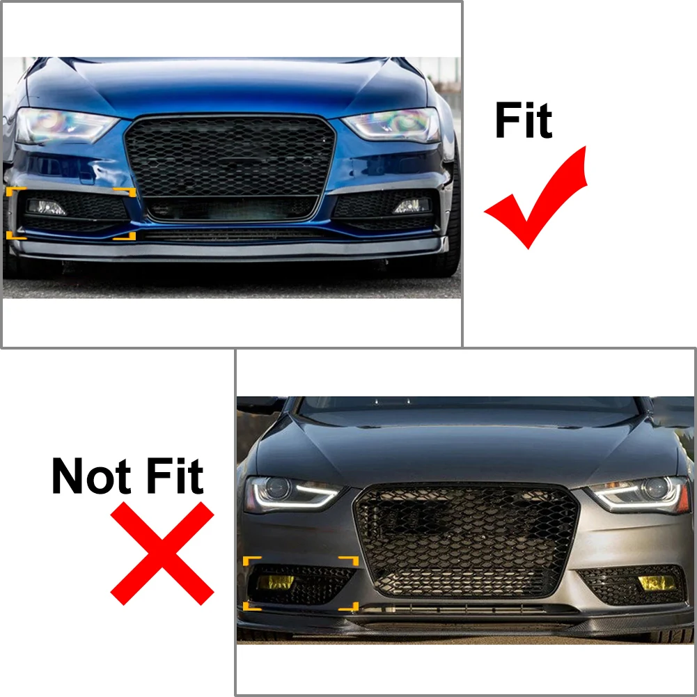 1 Pair Black Car Honeycomb Mesh Front Bumper Fog Light Grille Cover Accessories For Audi A4 B8.5 S-line S4 RS4 2013 2014 2015