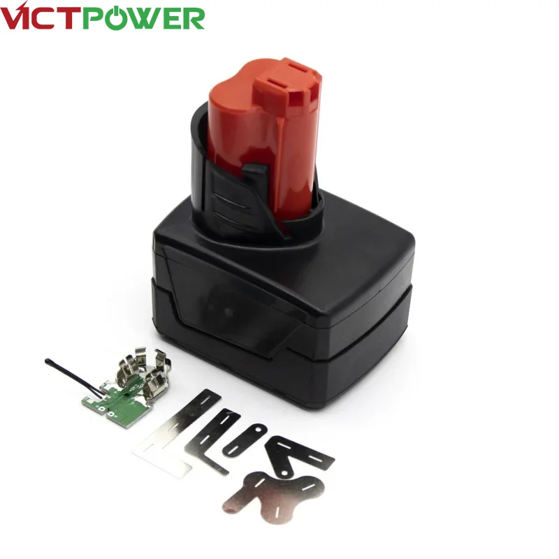 Victpower 18650 9-cell BMS Li-ion Battery Case Replacement for Milwaukee Battery 12v Case Cordless Combo Kit Housing
