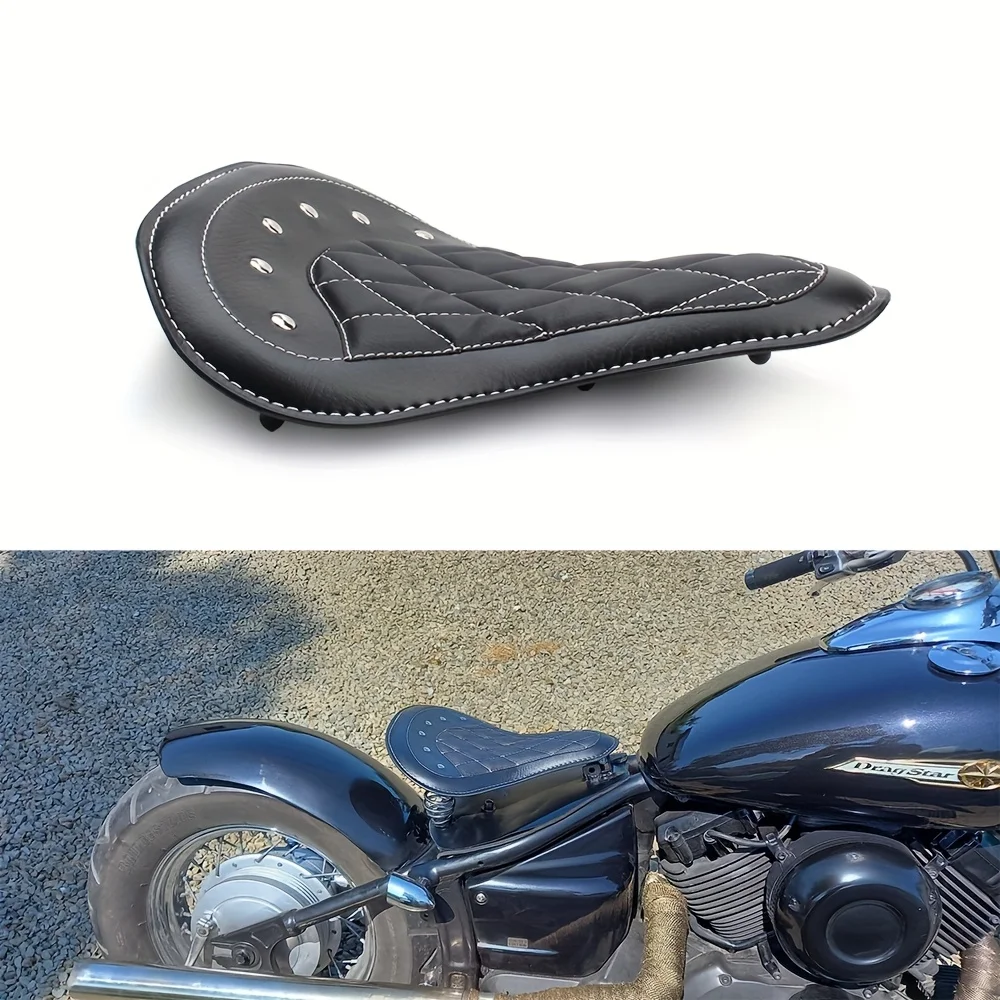 

Universal Motorcycle Seat Cushion - Diamond Pattern PU Leather with Rivets, Shock Absorbing Spring Suspension Comfortable Design
