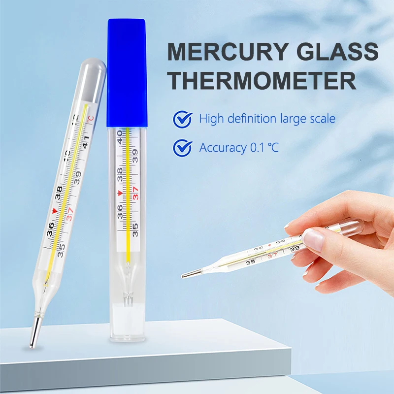 Termómetro de vidrio clínico tradicional Celsius, precisión de doble escala para el hogar, pantalla grande, indicador de fiebre y temperatura corporal