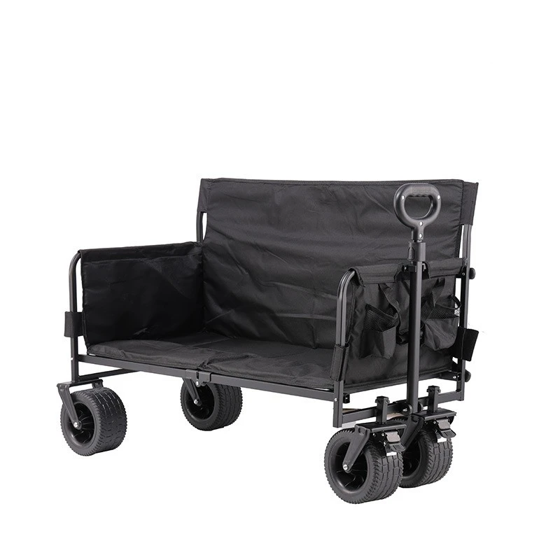 

Outdoor 4-Wheel Folding Sofa Chair Multi-Functional Beach & Camping Foldable Wagon with Pockets & Brakes OEM Supported