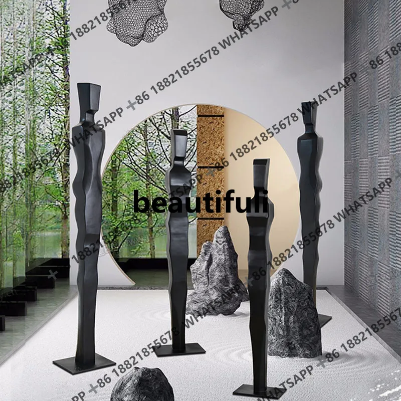 Hotel lobby, floor-to-ceiling ornaments, corridors, aisle halls, art decorations, welcome figures, sculptures