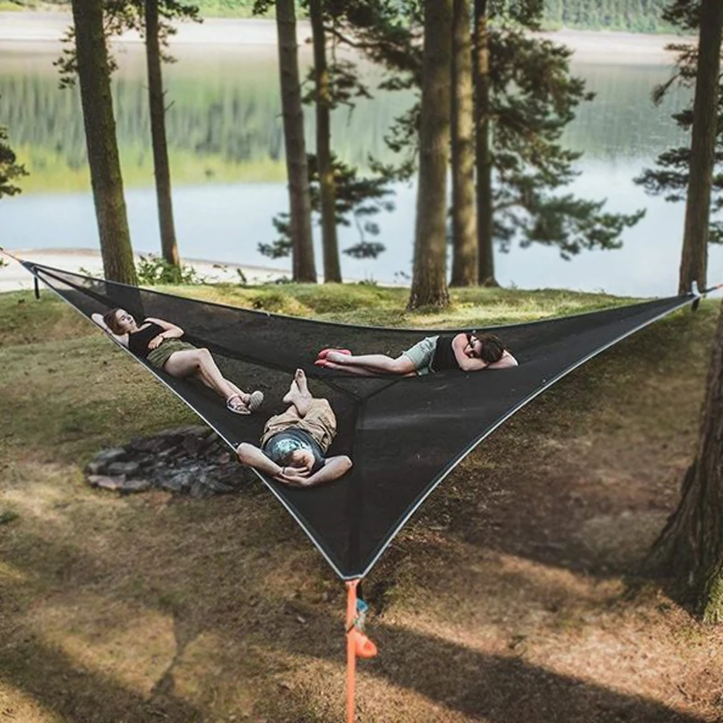 Outdoor air triangle hammock anti roll multi person double park camping equipment