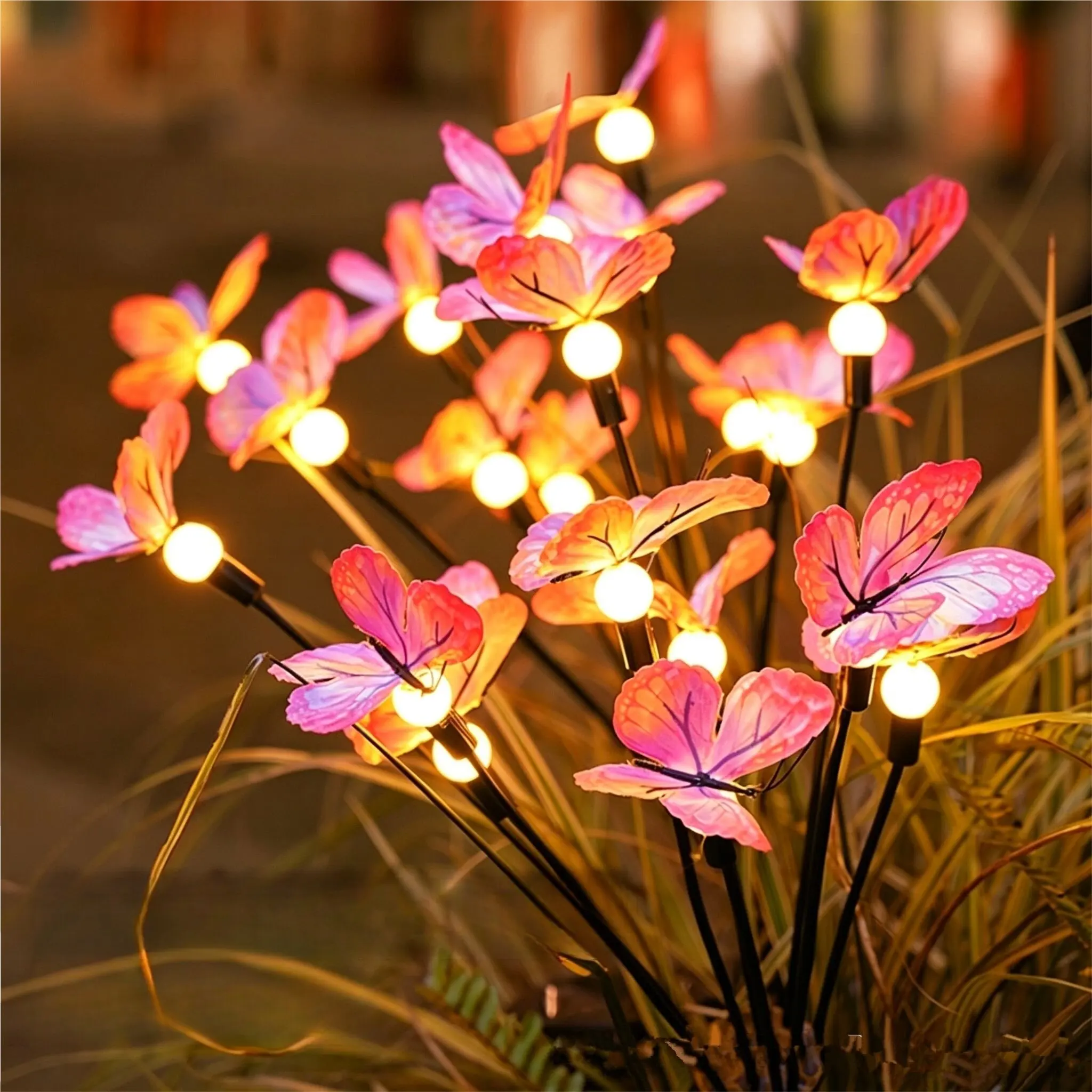 6/8/10 Head Butterfly Outdoor Decor Lights For Garden Camping Wedding Proposal Birthday Party Lovely Festival Atmosphere