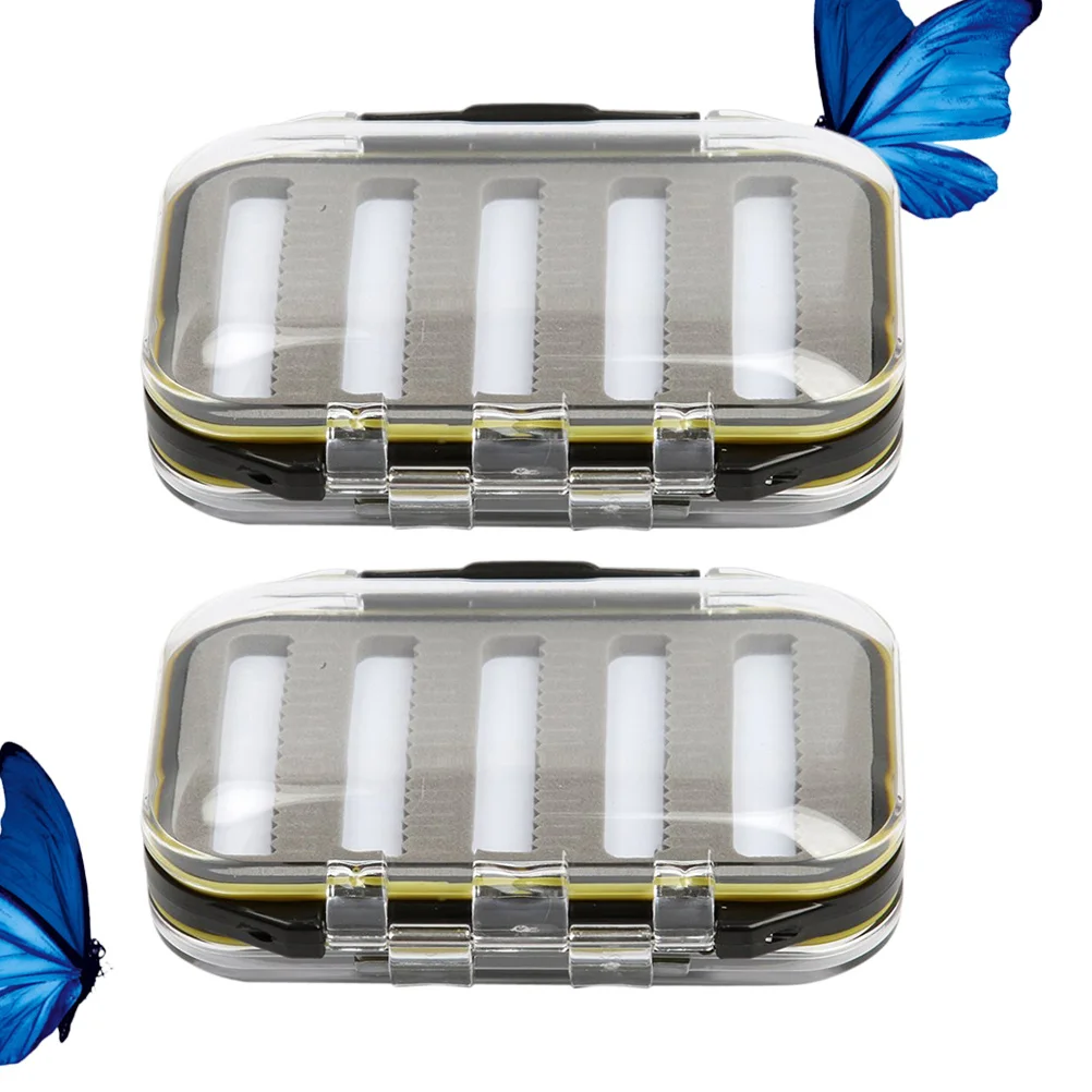 

2Pcs Fly Box Waterproof Double Sided High Density Pocket Size Fishing Fly Box Transparent ABS Lid Non Slip Grip Secure Lock