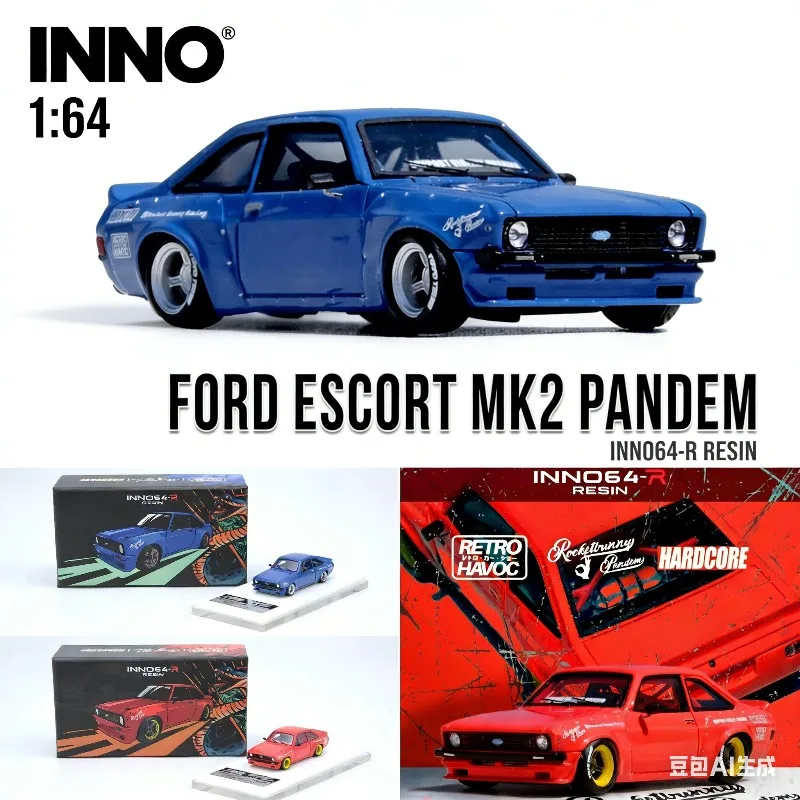 

INNO 1:64 Ford Escort MK2 Rocket Rabbit Widebody Cast Resin Car Model, Boys' Toy Adult Collection Decoration Item.