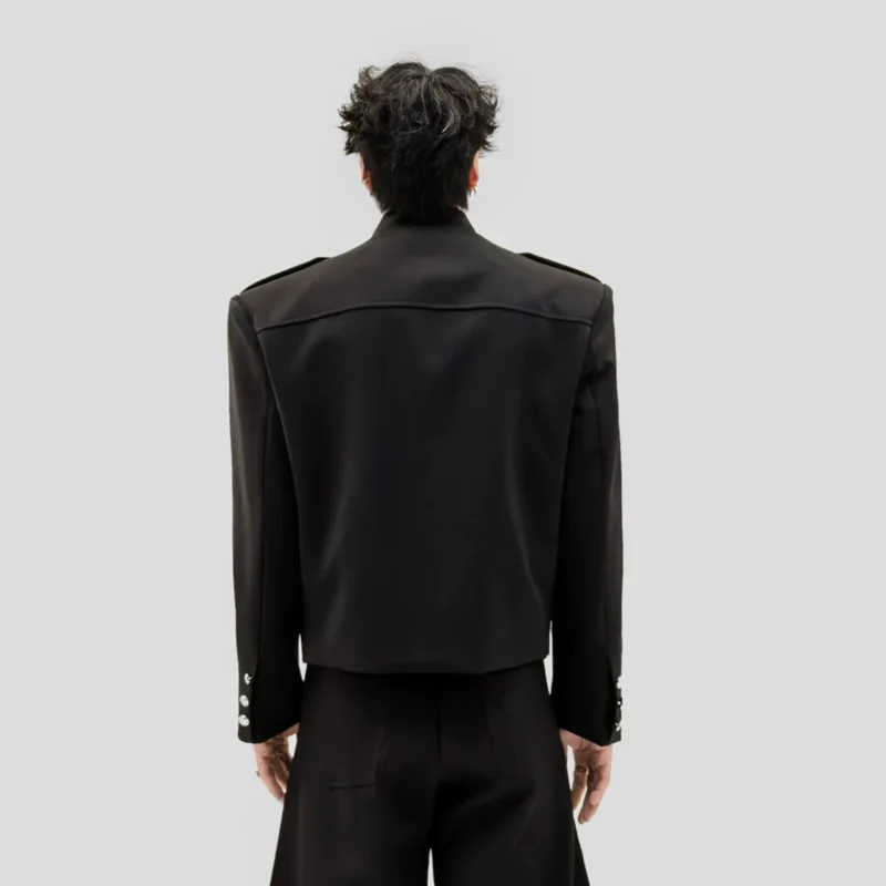 WVGA Spring Autumn New Men's Braided Embroidered Trendy Stand Collar Jacket High-End Padded Shoulder Niche Chic Coats Ins W28432