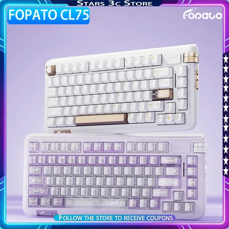 FOPATO CL75 Mechanical Keyboard Gasket Structure Soft-touch Coated Shell with Volume Scroll Wheel High Aesthetic Office Keyboard