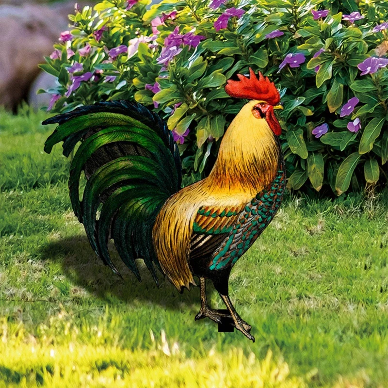 Escultura acrílica do frango para a decoração do quintal, à prova de intempéries estátua do galo, quintal, fazenda, pátio, gramado, ao ar livre,