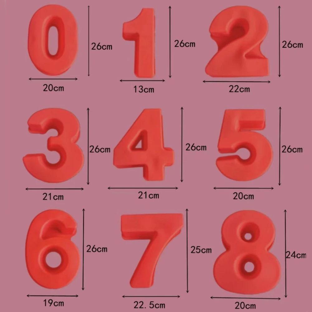 10 Inch Silicone Cake Molds Number Set 9 Pieces 0 to 9 for Birthday Party Cakes Baking Tool Non Heat Resistant