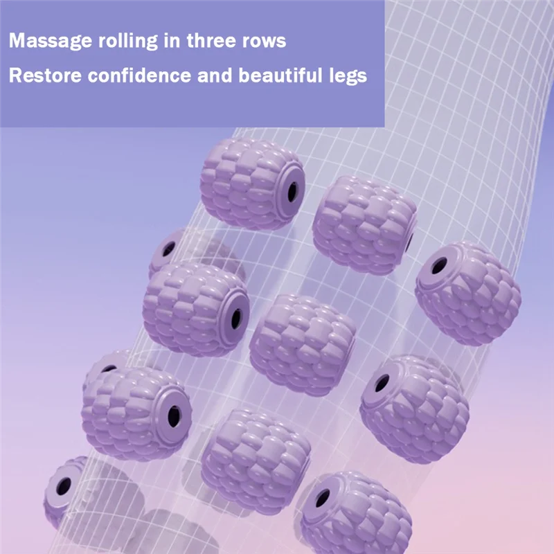 

AU13-1 PCS Clamp Leg Massager, Wheels Muscle Roller Massager Purple TPE 360 Degree Leg Neck Muscle Hand Arm Relaxer