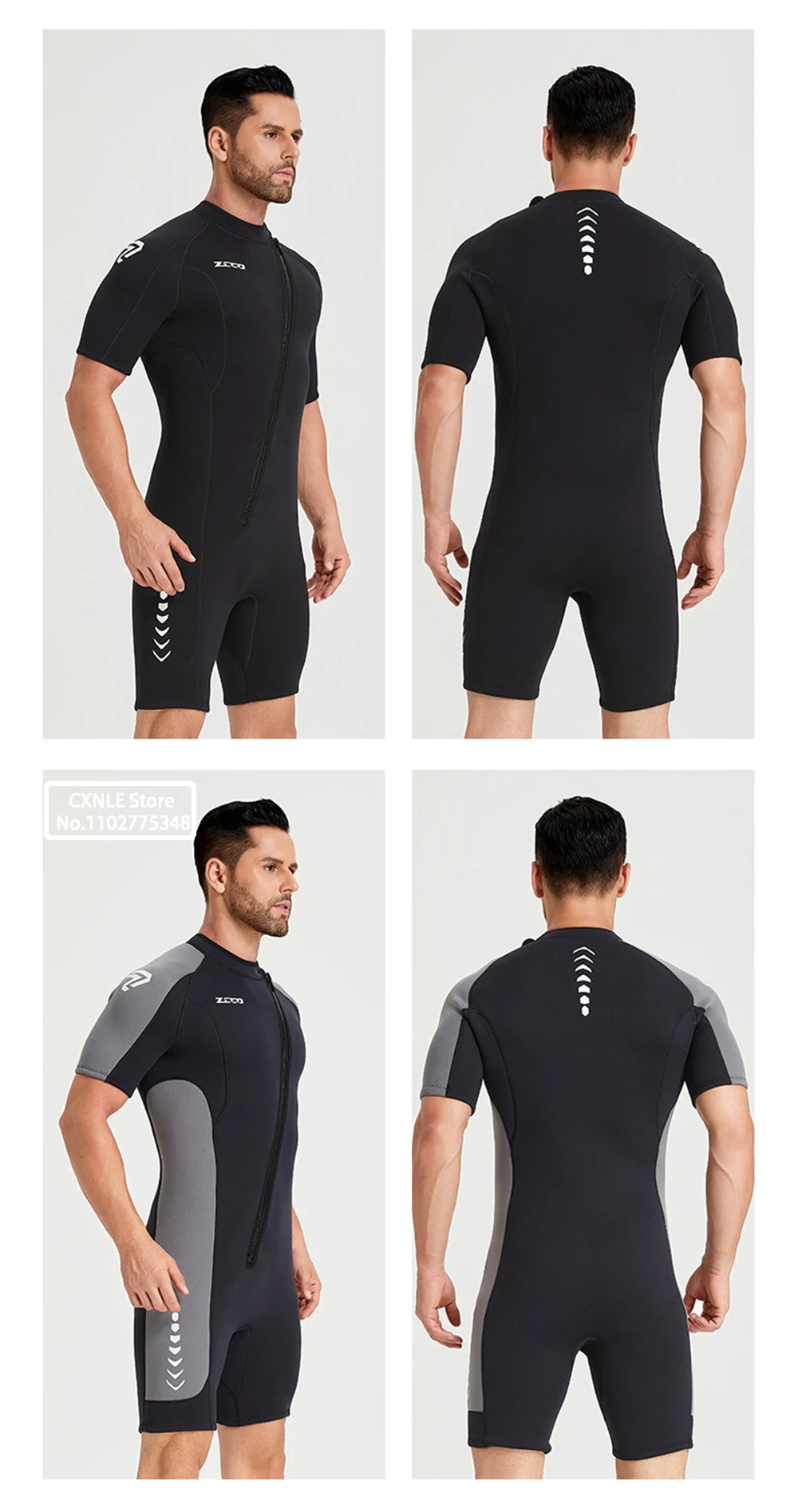 Neoprenanzug 3mm Neopren Surfanzug Kurzarm Bademode Kitesurfen Tauchanzug Speerfischen Badeanzüge Rash Guards Männer Frauen – Detail 9