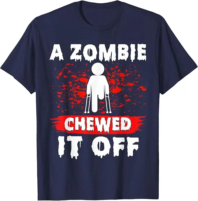 Lustiges Amputanten-T-Shirt: „Ein Zombie hat es abgekauft“ – Prothesen-Amputations-T-Shirt, Y2K-Beinamputanten- oder Prothesenbein-Shirt, Witziges Spruch-T-Shirt, Geschenke – Detail 3