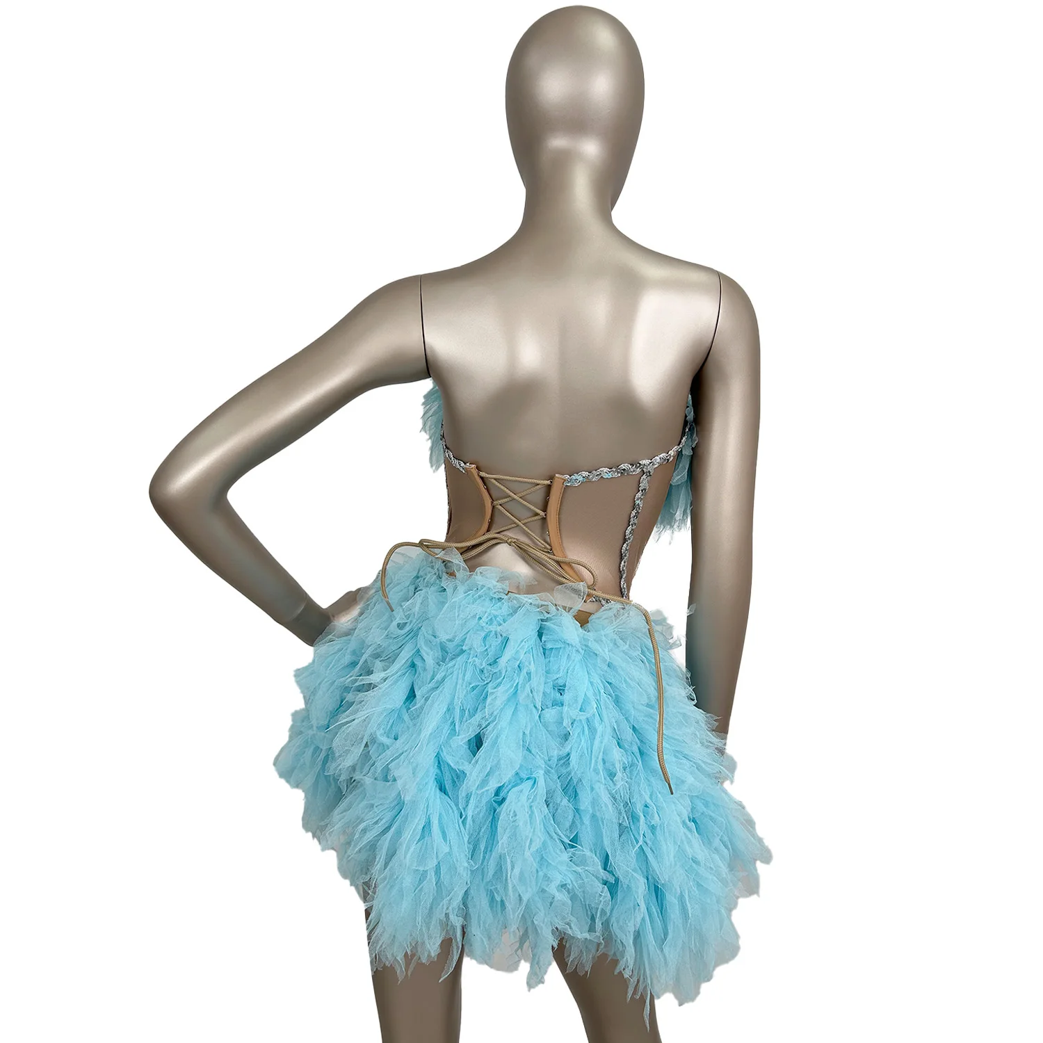 

Cute Ruffles Strapless Sequin Corset Top A Line Skirts 2 Piece Set Ball Gown Women Club Outfit Party Dress Dance Festival Outfit
