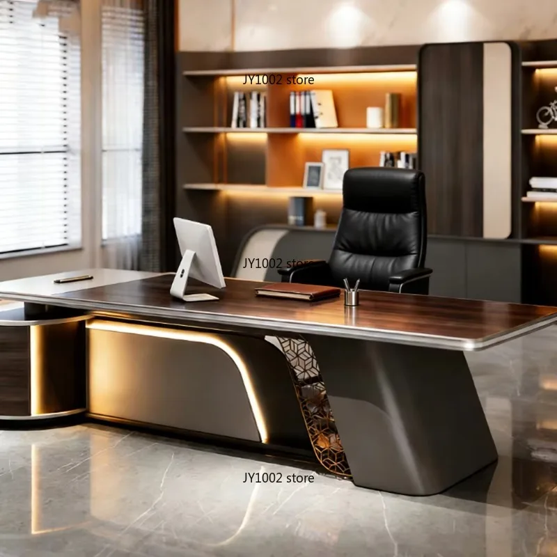 

Luxury Modern Office Table High-End Design Executive L-Shaped CEO Desk for Home or Commercial
