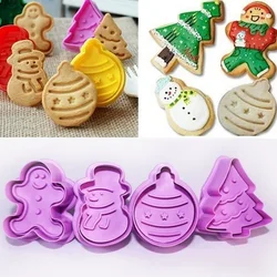 4Pcs/set Kitchen New Cookie Biscuit Fondant Mold Silicone Cookie Baking Cutter Mould for Christmas